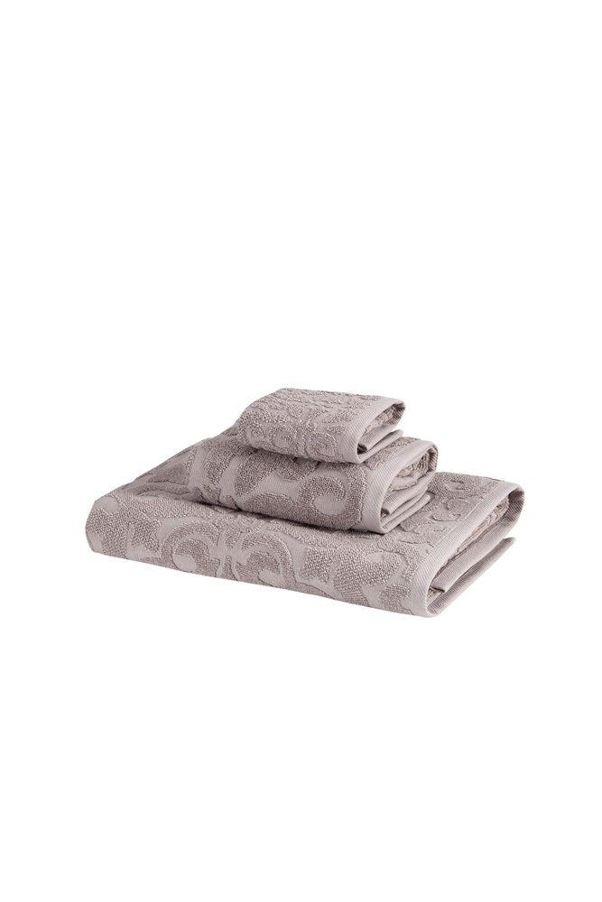 Set of Three Brown Floral Turkish Cotton Towel Set — view 1