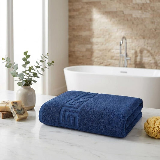 Set of Six Navy Blue Greek Key Turkish Cotton Towel Set HomeRoots