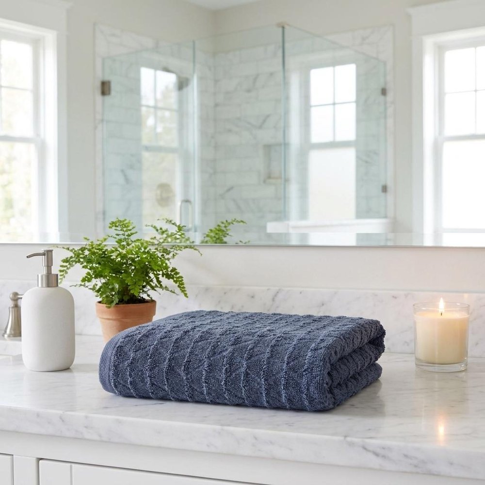 Set of Six White Geometric Turkish Cotton Towel Set HomeRoots