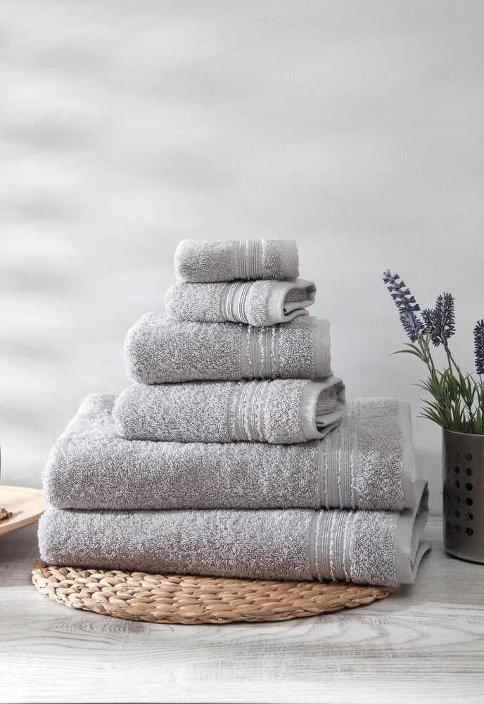 Set of Six Light Gray Turkish Cotton Towel Set HomeRoots