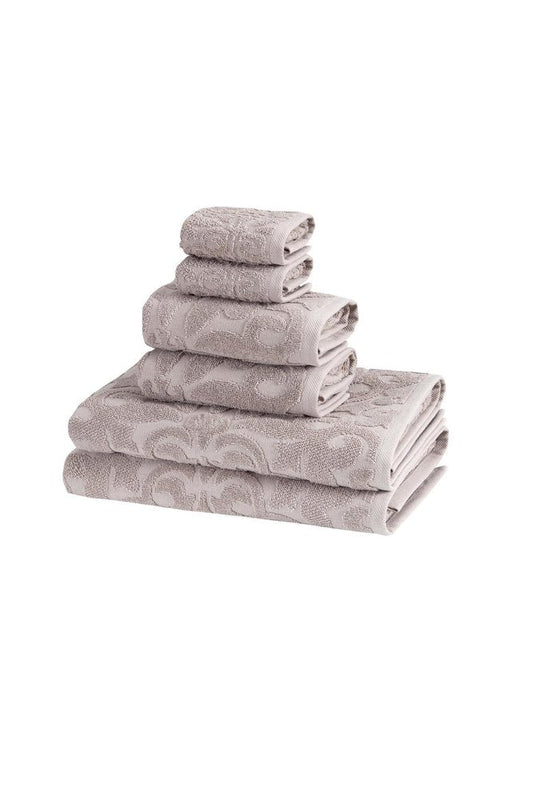 Set of Six Brown Floral Turkish Cotton Towel Set HomeRoots