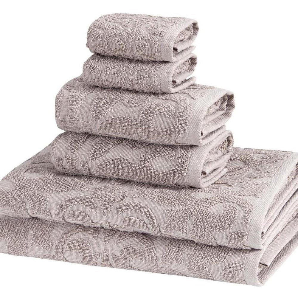 Set of Six Brown Floral Turkish Cotton Towel Set HomeRoots