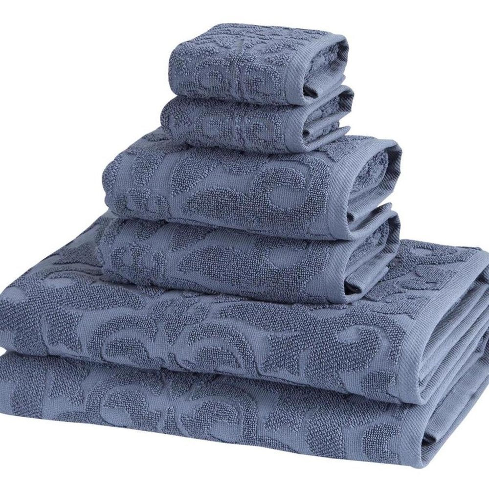 Set of Six Brown Floral Turkish Cotton Towel Set HomeRoots