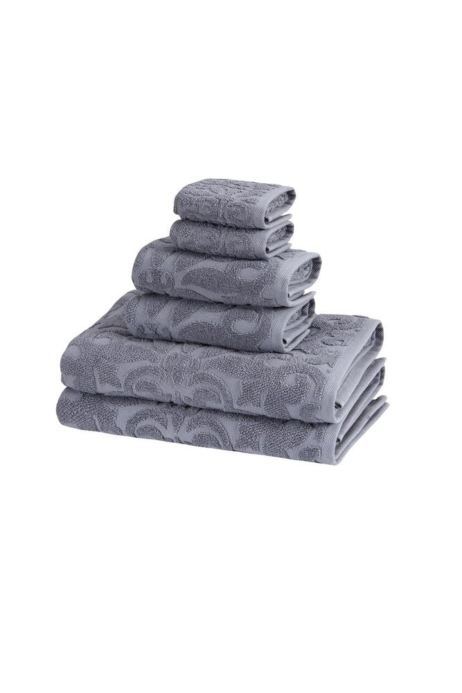 Set of Six Brown Floral Turkish Cotton Towel Set HomeRoots