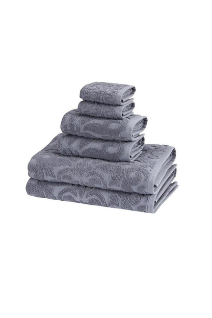 Set of Six Brown Floral Turkish Cotton Towel Set HomeRoots