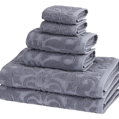 Set of Six Brown Floral Turkish Cotton Towel Set HomeRoots