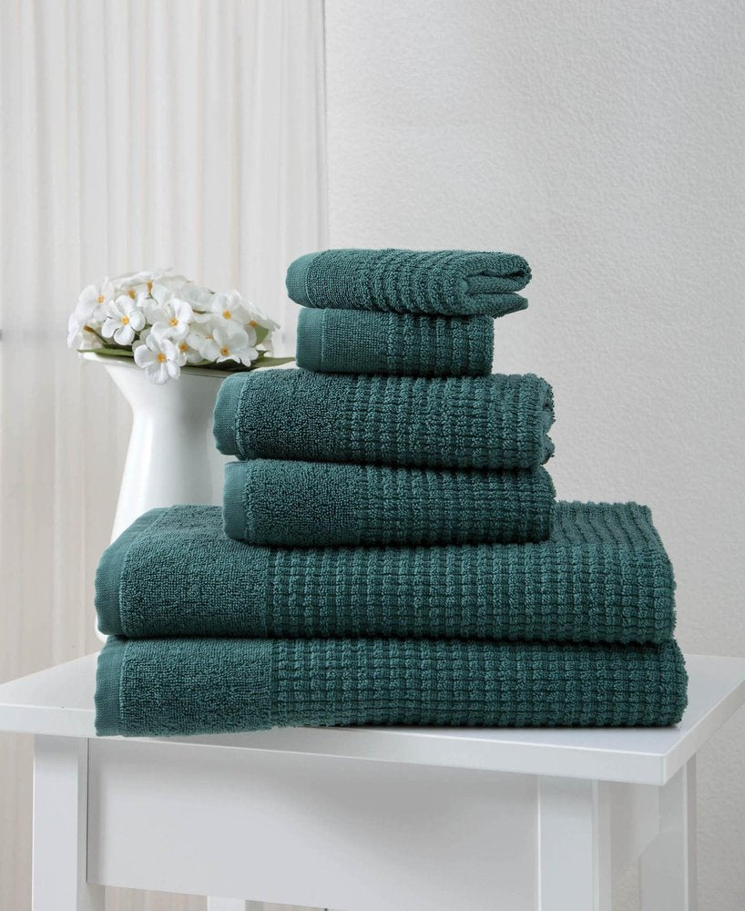 Set of Six Green Polka Dots Turkish Cotton Towel Set HomeRoots