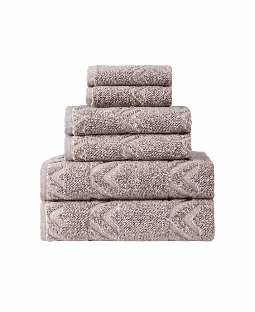 Set of Six White Geometric Turkish Cotton Towel Set — view 7