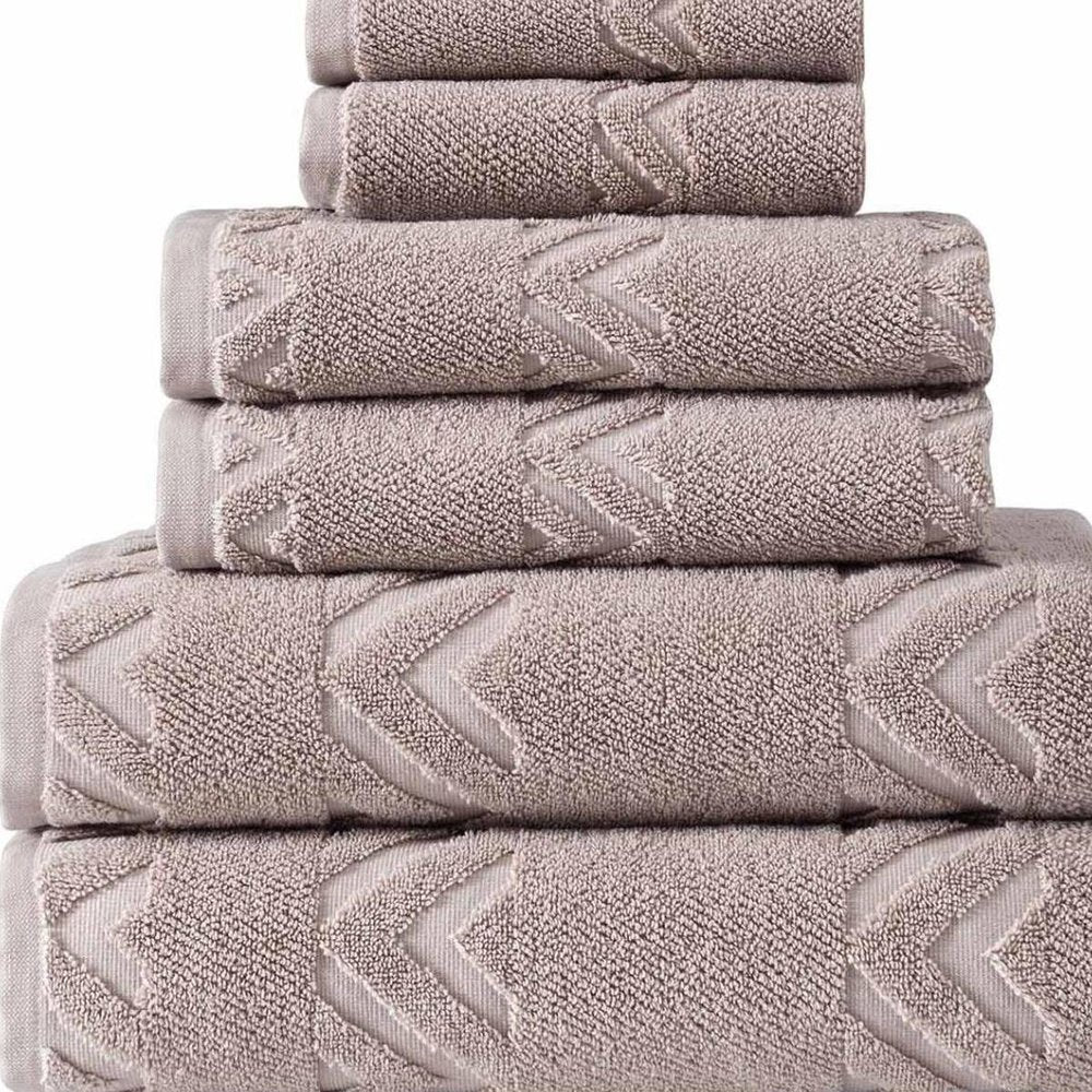 Set of Six White Geometric Turkish Cotton Towel Set HomeRoots