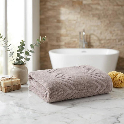 Set of Six White Geometric Turkish Cotton Towel Set HomeRoots