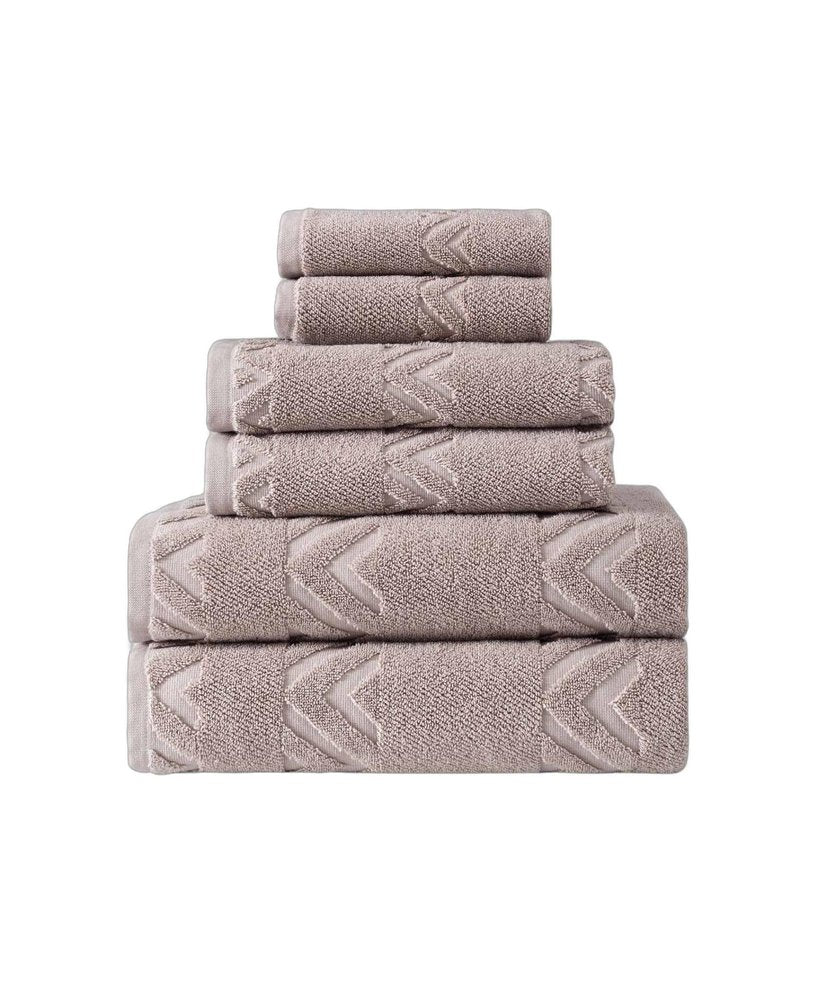 Set of Six White Geometric Turkish Cotton Towel Set HomeRoots