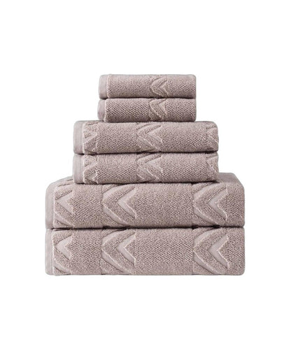 Set of Six White Geometric Turkish Cotton Towel Set HomeRoots