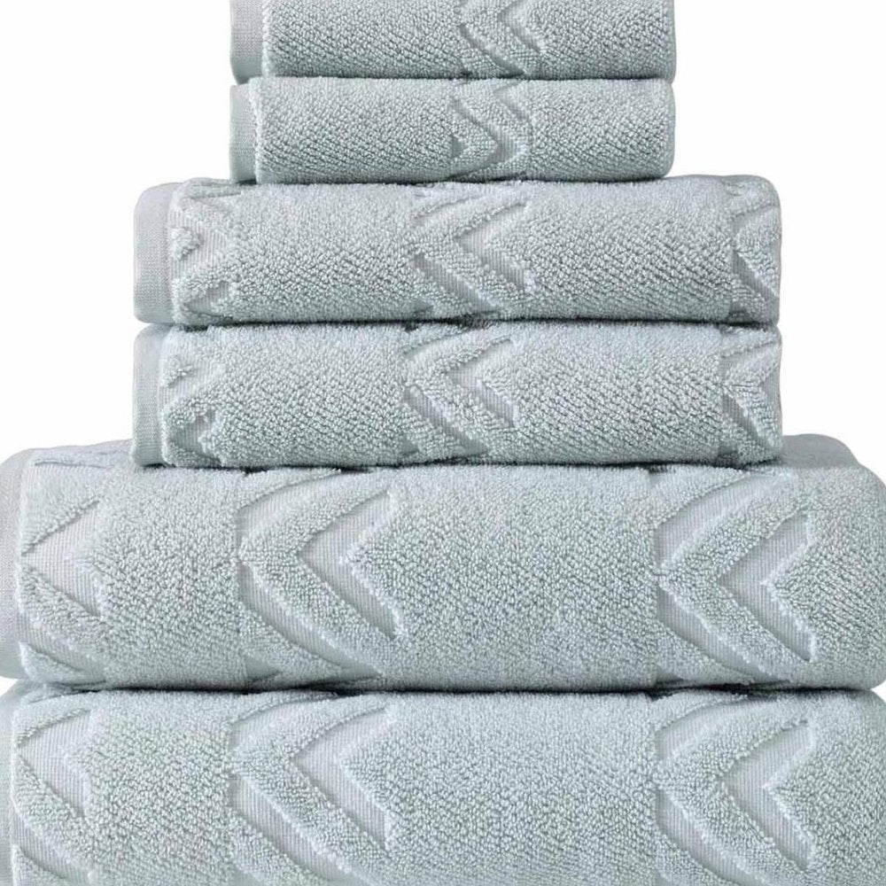 Set of Six White Geometric Turkish Cotton Towel Set HomeRoots