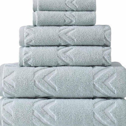 Set of Six White Geometric Turkish Cotton Towel Set HomeRoots
