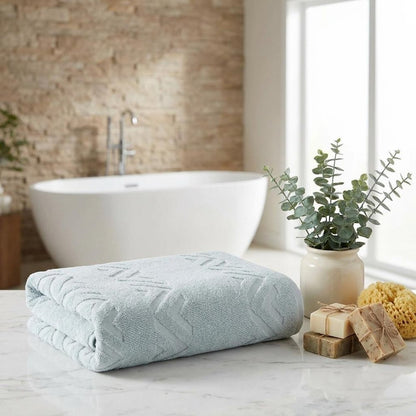 Set of Six White Geometric Turkish Cotton Towel Set HomeRoots