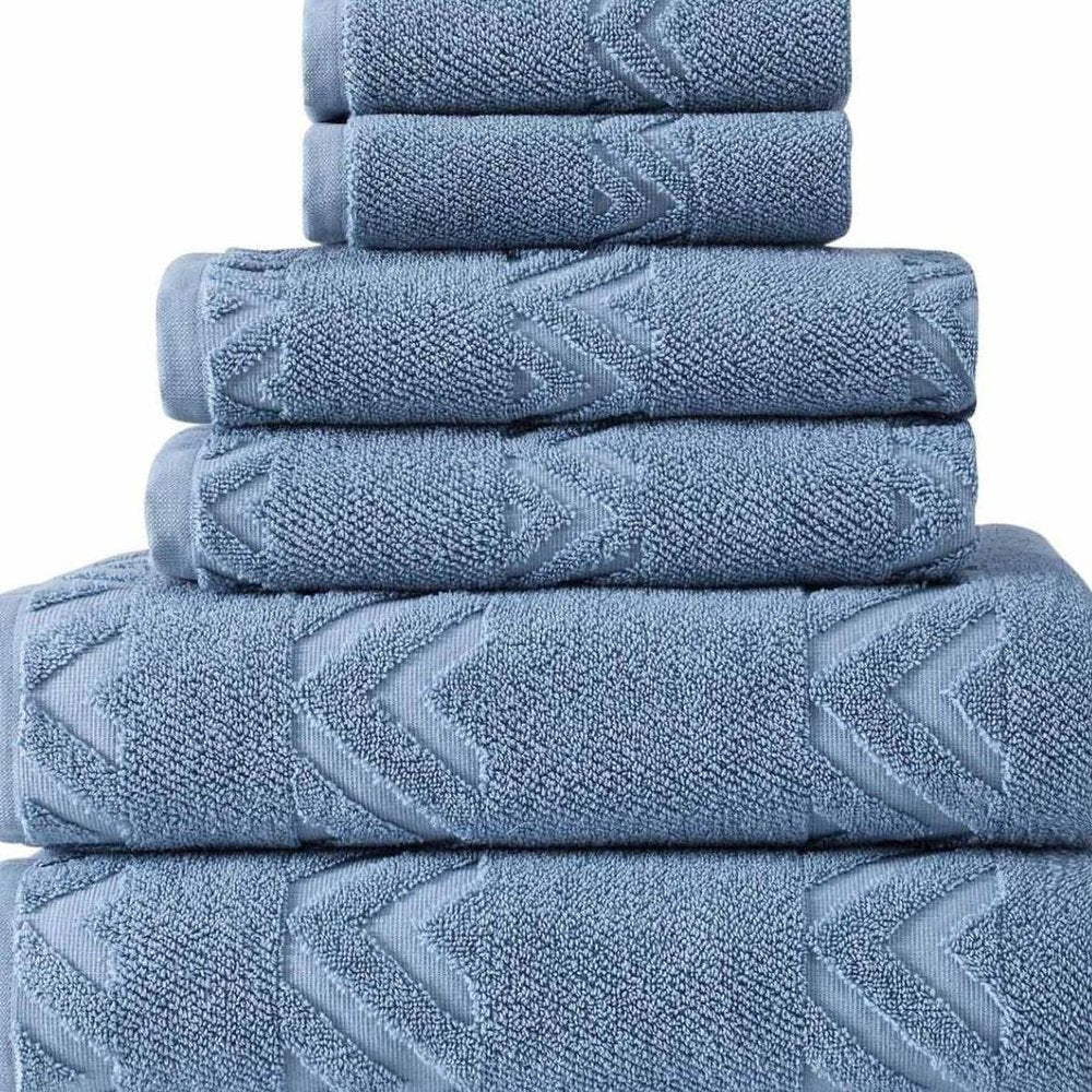 Set of Six White Geometric Turkish Cotton Towel Set — view 13