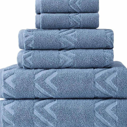 Set of Six White Geometric Turkish Cotton Towel Set HomeRoots
