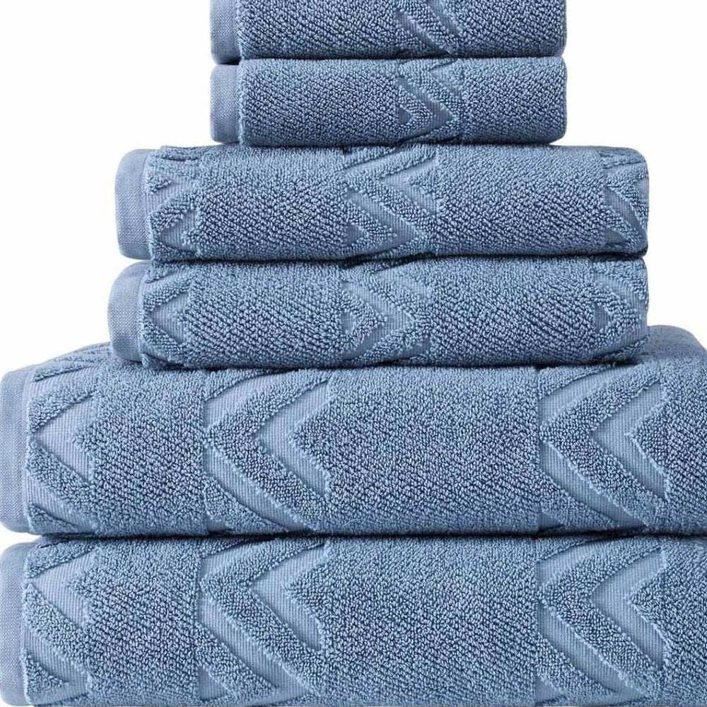 Set of Six White Geometric Turkish Cotton Towel Set — view 14