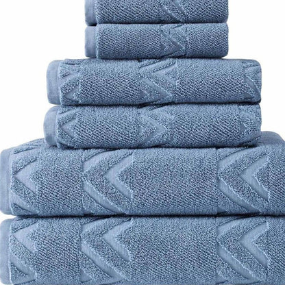 Set of Six White Geometric Turkish Cotton Towel Set HomeRoots