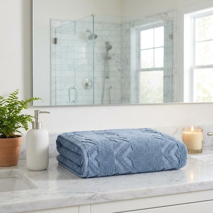 Set of Six White Geometric Turkish Cotton Towel Set HomeRoots