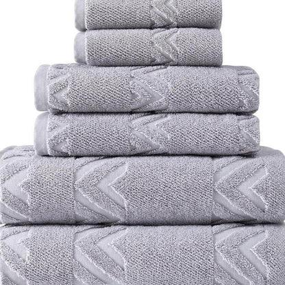 Set of Six White Geometric Turkish Cotton Towel Set HomeRoots