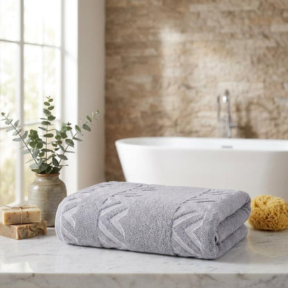Set of Six White Geometric Turkish Cotton Towel Set HomeRoots