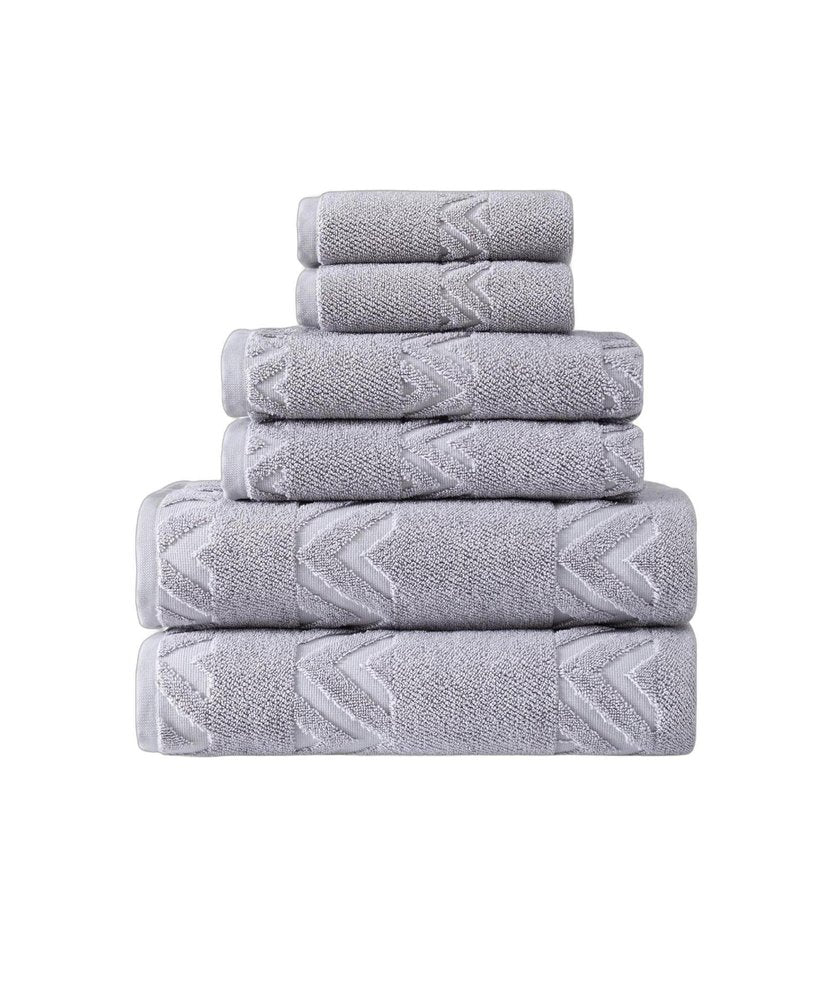 Set of Six White Geometric Turkish Cotton Towel Set — view 15