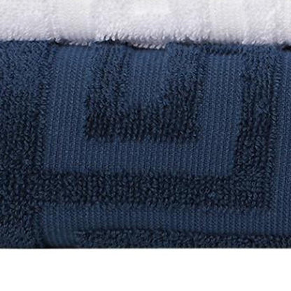 Set of Six Navy Blue Greek Key Turkish Cotton Towel Set HomeRoots