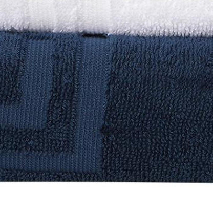 Set of Six Navy Blue Greek Key Turkish Cotton Towel Set HomeRoots
