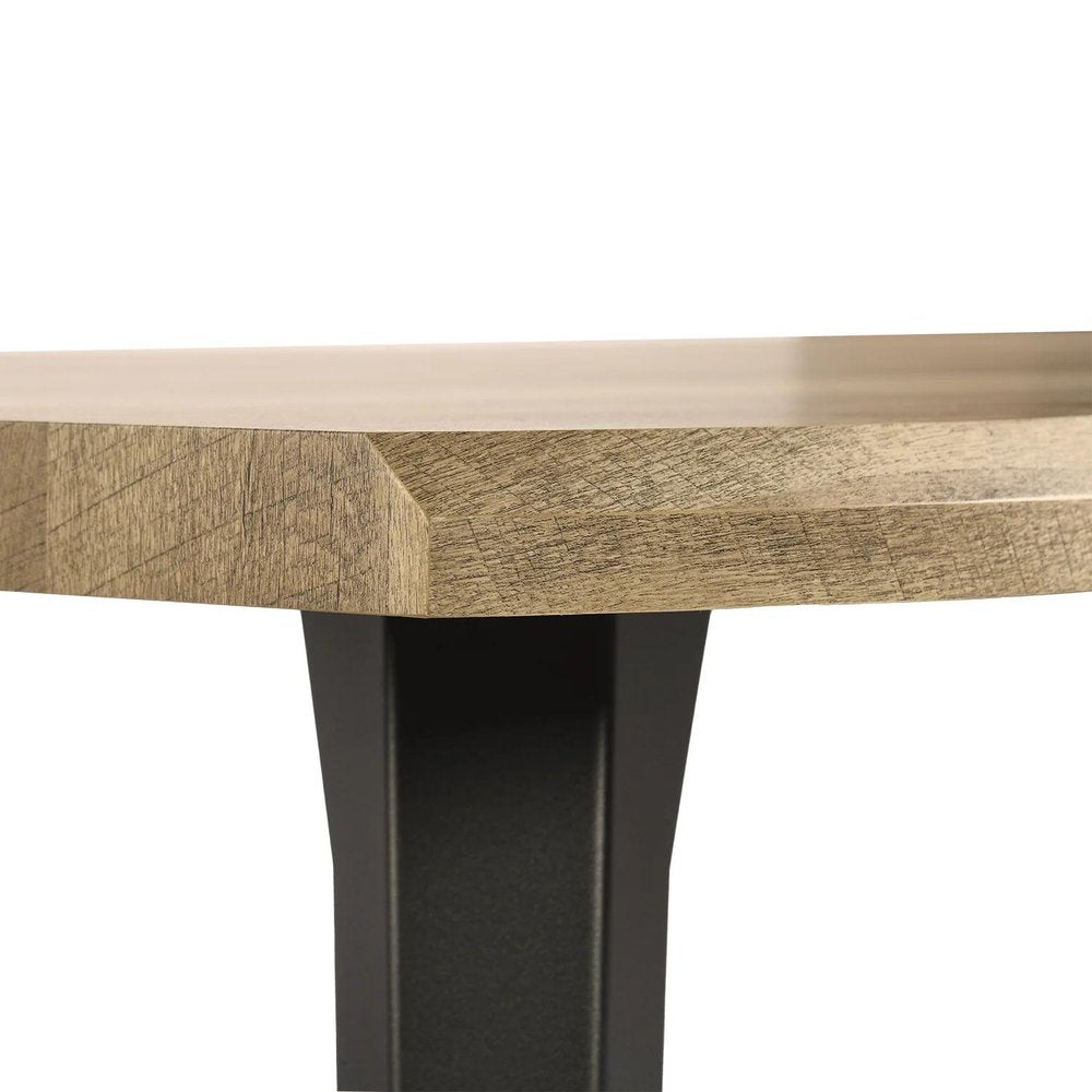 63" Natural And Black Wood And Iron Live Edge Dining Table HomeRoots