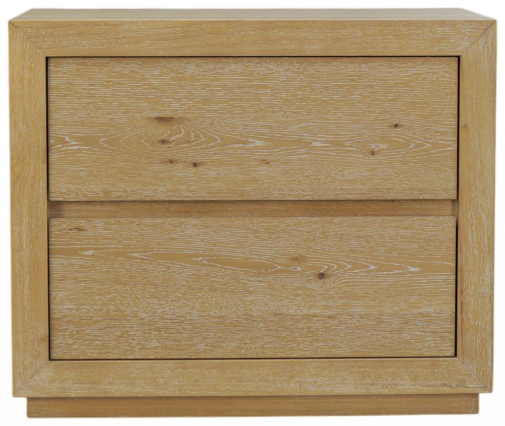 25" Oak Wood Two Drawer Nightstand HomeRoots