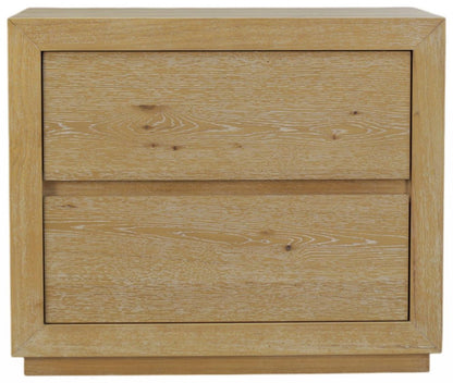 25" Oak Wood Two Drawer Nightstand HomeRoots