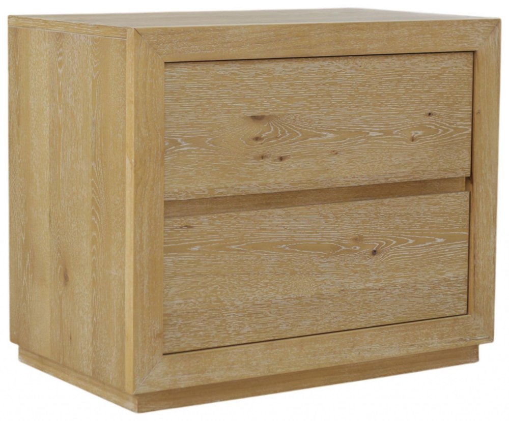 25" Oak Wood Two Drawer Nightstand HomeRoots