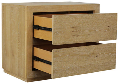 25" Oak Wood Two Drawer Nightstand HomeRoots