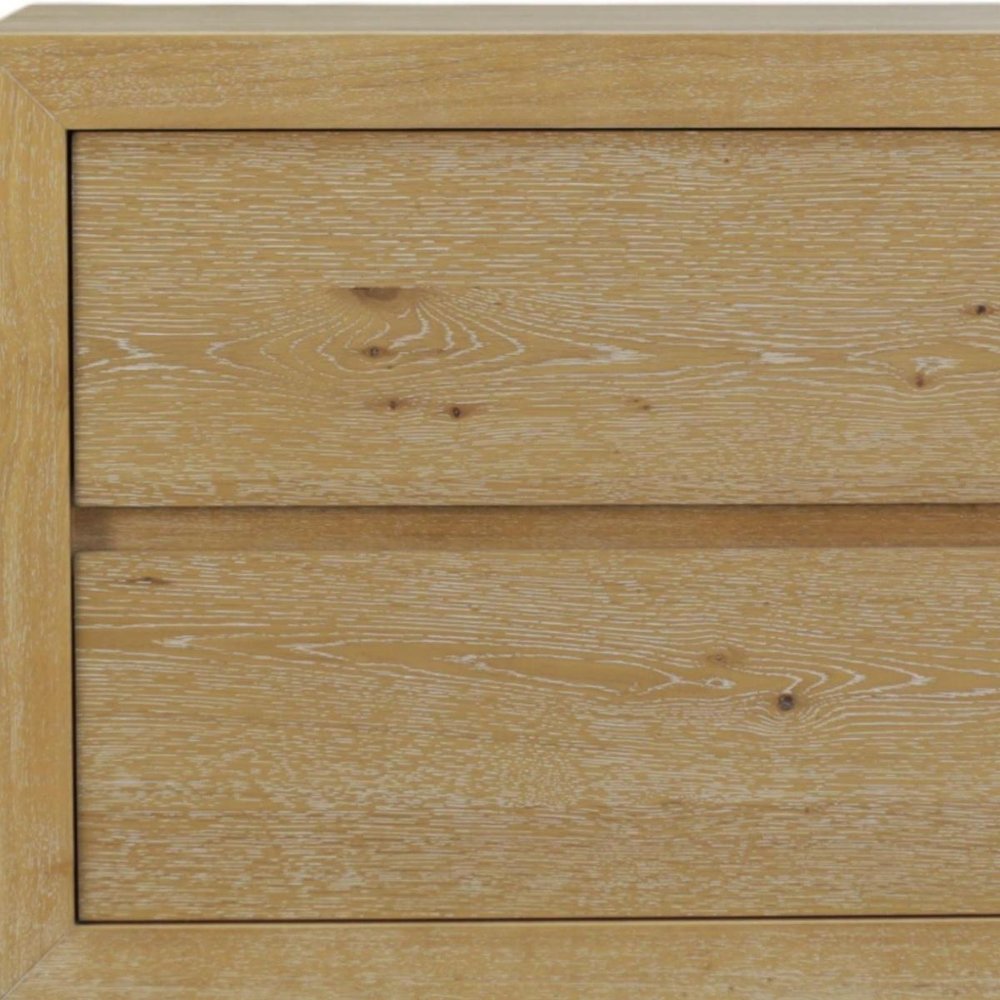 25" Oak Wood Two Drawer Nightstand HomeRoots