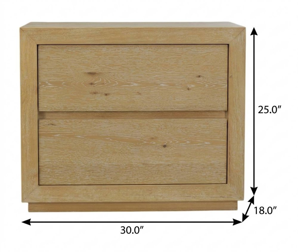 25" Oak Wood Two Drawer Nightstand — view 6