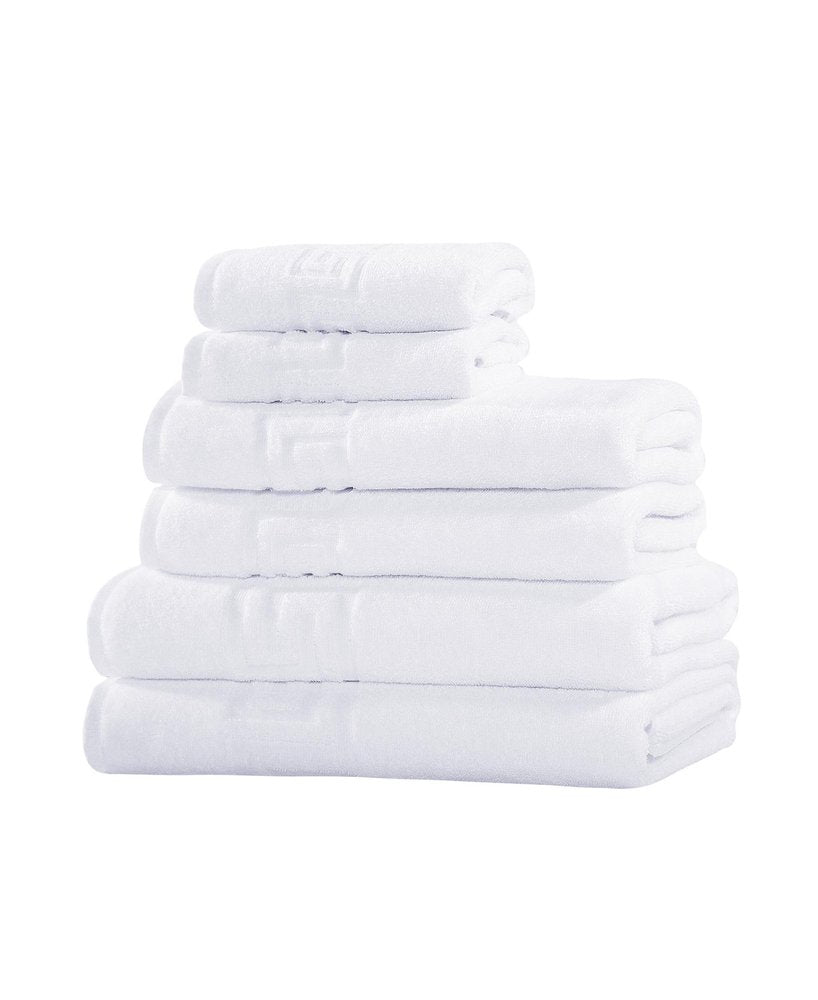 Set of Six Navy Blue Greek Key Turkish Cotton Towel Set HomeRoots