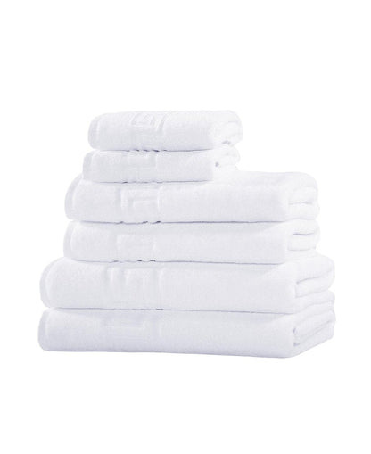 Set of Six Navy Blue Greek Key Turkish Cotton Towel Set HomeRoots