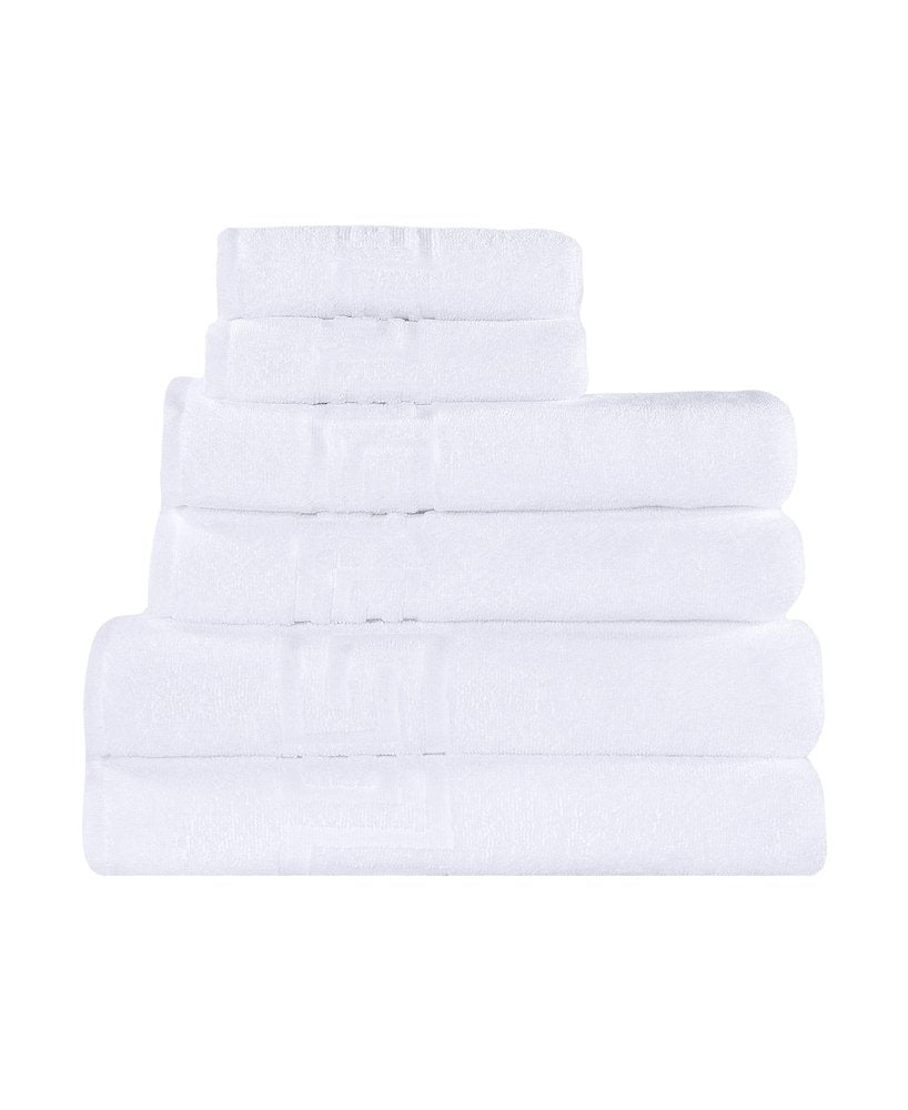 Set of Six Navy Blue Greek Key Turkish Cotton Towel Set — view 14