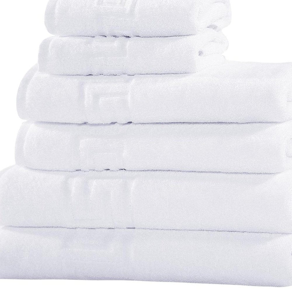 Set of Six Navy Blue Greek Key Turkish Cotton Towel Set HomeRoots