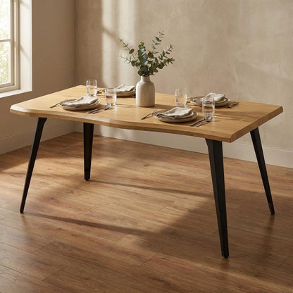 63" Natural And Black Wood And Steel Live Edge Dining Table HomeRoots