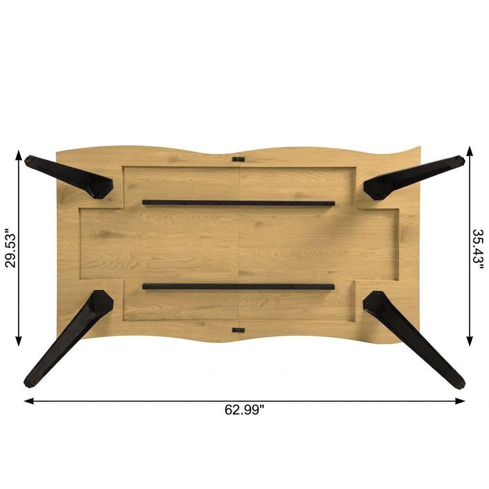63" Natural And Black Wood And Steel Live Edge Dining Table HomeRoots