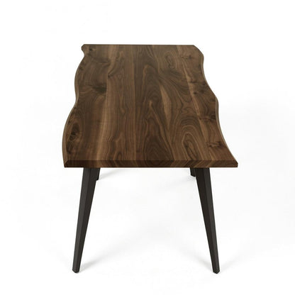 63" Walnut Wood And Iron Dining Table