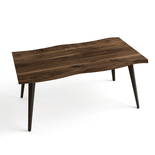 63" Walnut Wood And Iron Dining Table