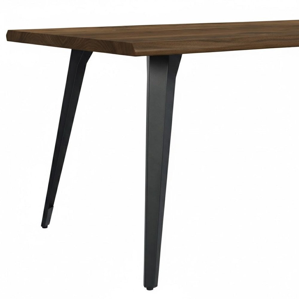 63" Walnut Wood And Iron Dining Table