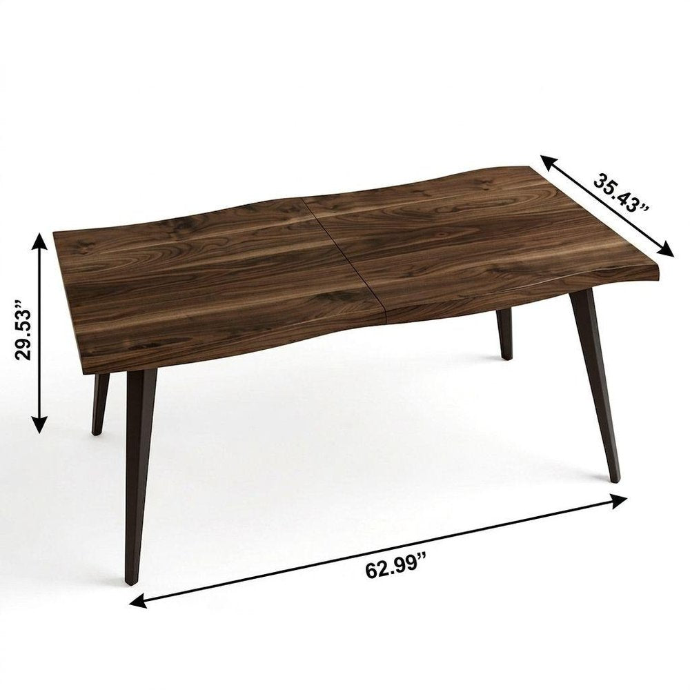 63" Walnut Wood And Iron Dining Table — view 1