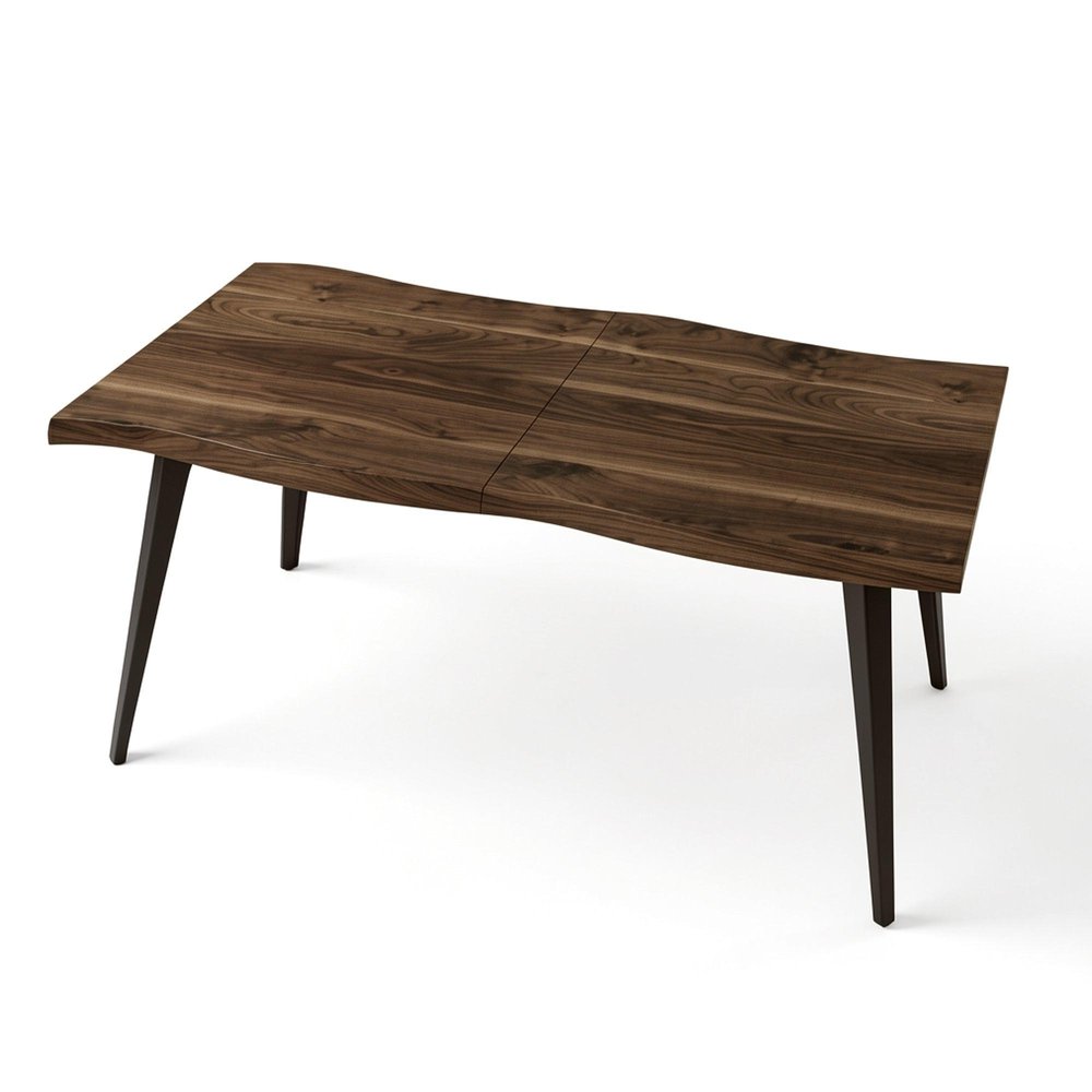 63" Walnut Wood And Iron Dining Table HomeRoots