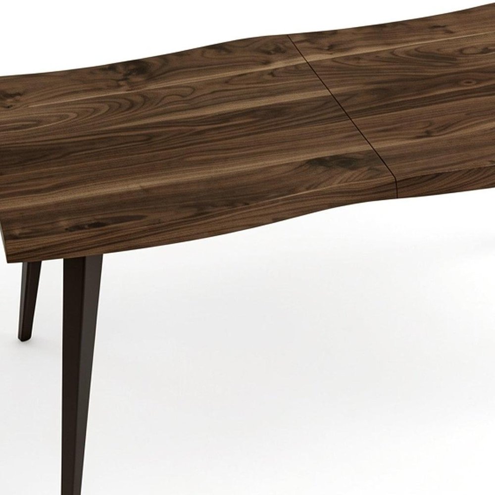 63" Walnut Wood And Iron Dining Table — view 4