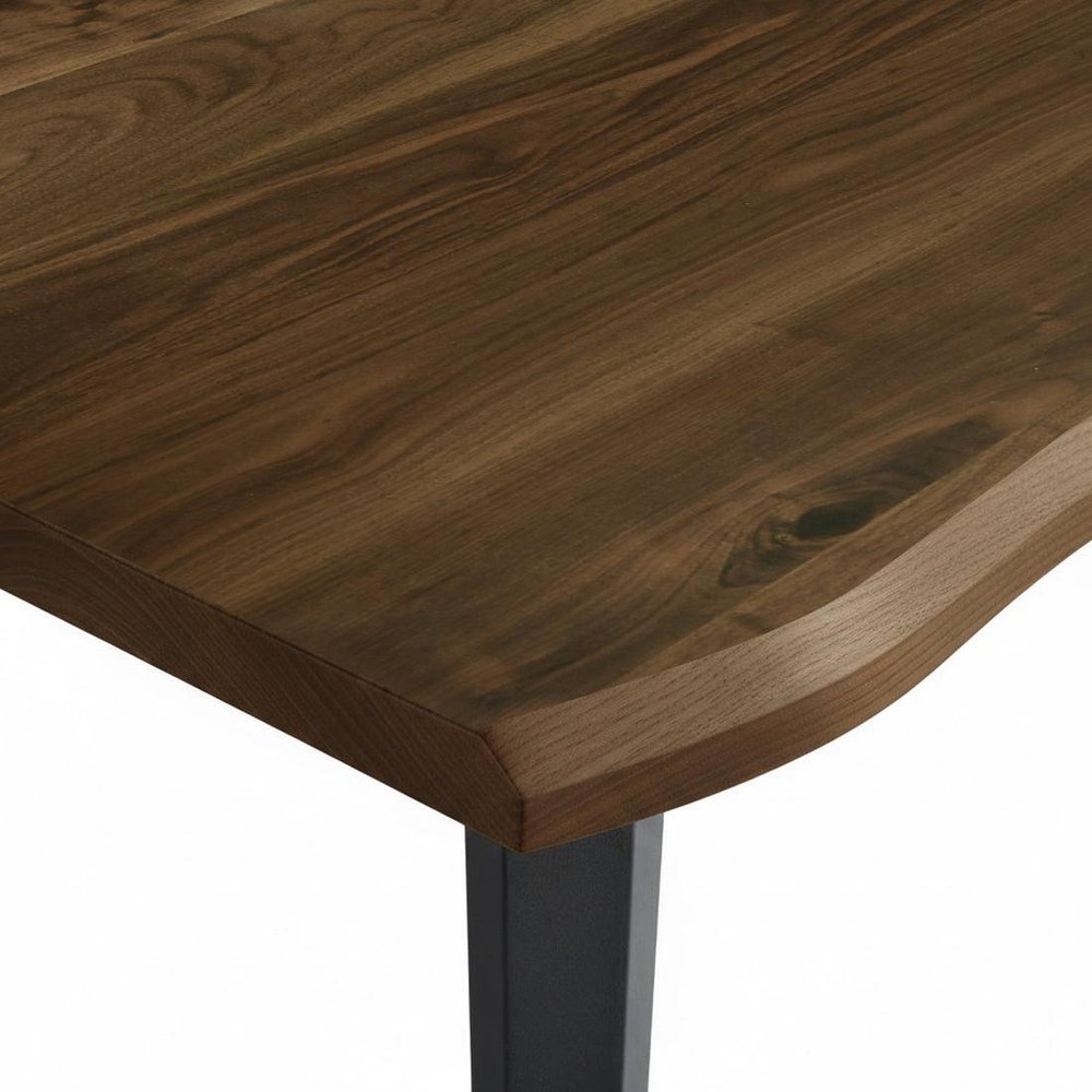 63" Walnut Wood And Iron Dining Table — view 6