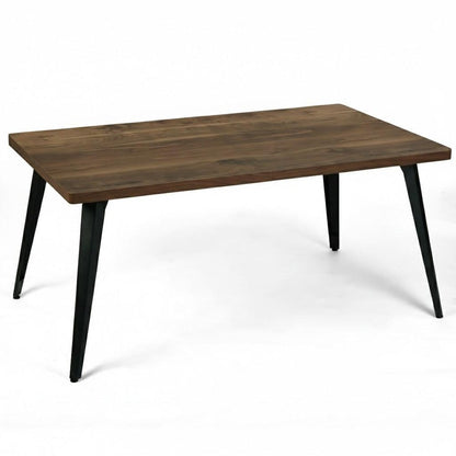 63" Walnut And Black Wood And Iron Dining Table HomeRoots